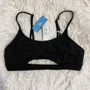 NWT Cupshe Onyx Black Ribbed Cutout Bikini Top - Large